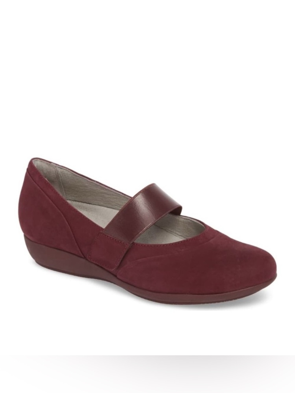 Dansko Kendra Mary Jane Wedge Wine Suede Shoes 39
